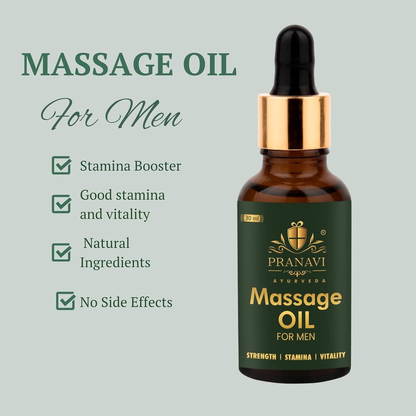 Premium Capsules & Men's Massage Oil Combo Pack – 30 Capsules + 30 ML Oil | Premium Strength | Natural Ayurvedic Support for Men's Wellness