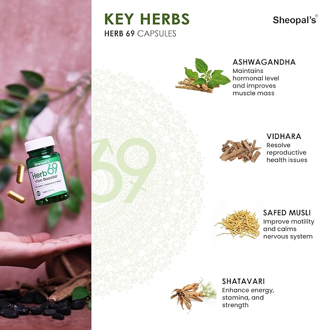 Sheopals Herb 69 Vibe Booster | Men’s Stamina & Energy | 60 Capsules