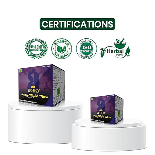 Ashika Spicy Night Max - Vitality, Stamina & Strength | 10 Strips x 10 Capsules