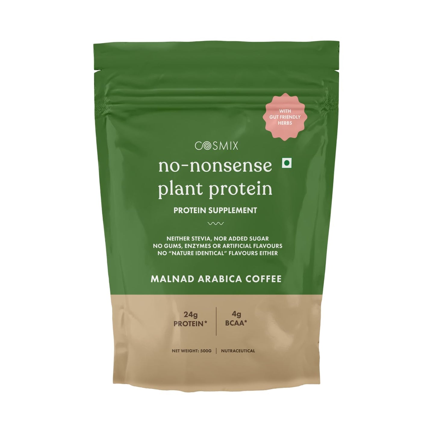 Cosmix No-Nonsense Plant Protein | 24 Protein/Serve, 500g Pouch | Japanese Ceremonial Matcha | Plant Based Protein, Pea & Rice Isolate | Clean, Easy to Digest | All Essential Amino Acids