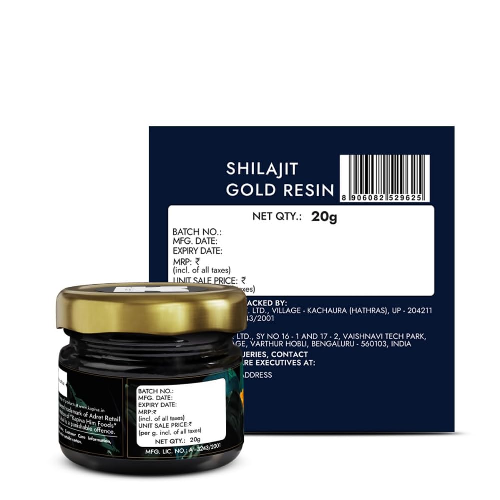 Kapiva Shilajit/Shilajeet Gold Resin - 20g | 500mg/Serving | 40 Servings | Boost Muscle Growth & Stamina | Contains 24 Carat Gold | 100% Ayurvedic