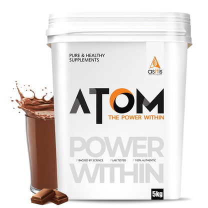 ATOM Whey Protein Double Rich Chocolate 1kg+ AS-IT-IS Creatine 100g (Combo Pack)