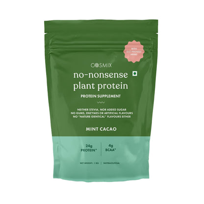 Cosmix No-Nonsense Plant Protein | 24 Protein/Serve, 500g Pouch | Japanese Ceremonial Matcha | Plant Based Protein, Pea & Rice Isolate | Clean, Easy to Digest | All Essential Amino Acids