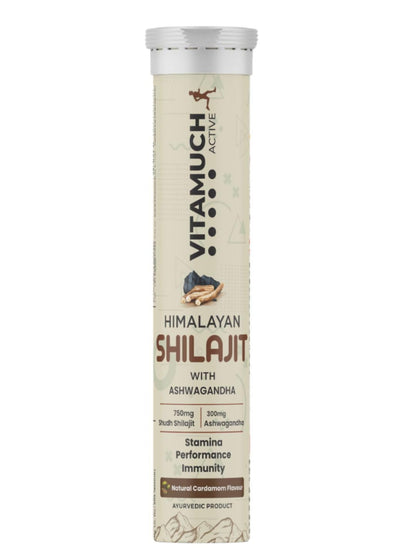 Shilajit Original Effervescent Tablets, With Ashwagandha, Gokshura & Safed Musli for Strength, Performance & Muscle recovery, Natural Cardamom Flavour (30 Day (Pack of 2)-Shilajit)