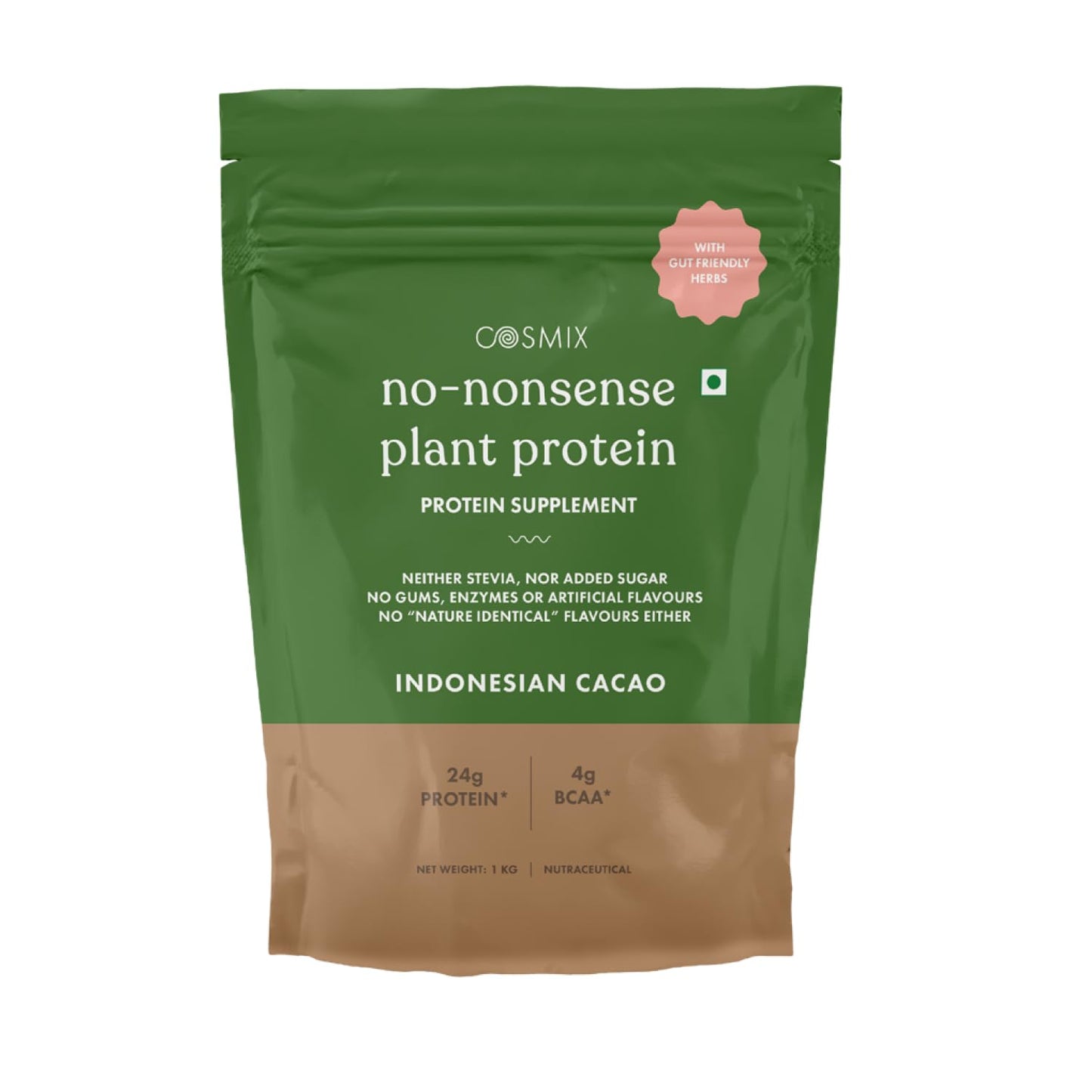 Cosmix No-Nonsense Plant Protein | 24 Protein/Serve, 500g Pouch | Japanese Ceremonial Matcha | Plant Based Protein, Pea & Rice Isolate | Clean, Easy to Digest | All Essential Amino Acids