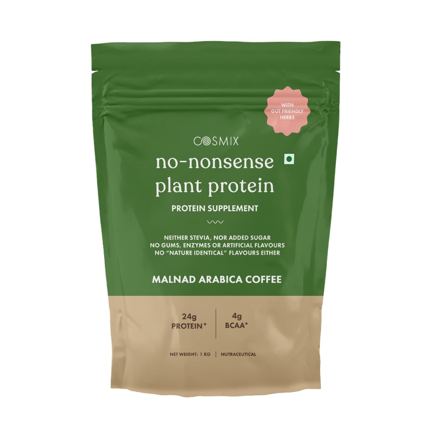 Cosmix No-Nonsense Plant Protein | 24 Protein/Serve, 500g Pouch | Japanese Ceremonial Matcha | Plant Based Protein, Pea & Rice Isolate | Clean, Easy to Digest | All Essential Amino Acids