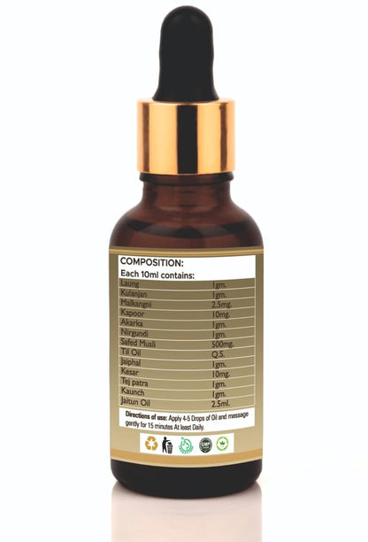 Ayurvedic Premium Stamina Booster Massage Oil for Men | Pure & Natural | For External Use Only | 1 Bottle (30 ML)