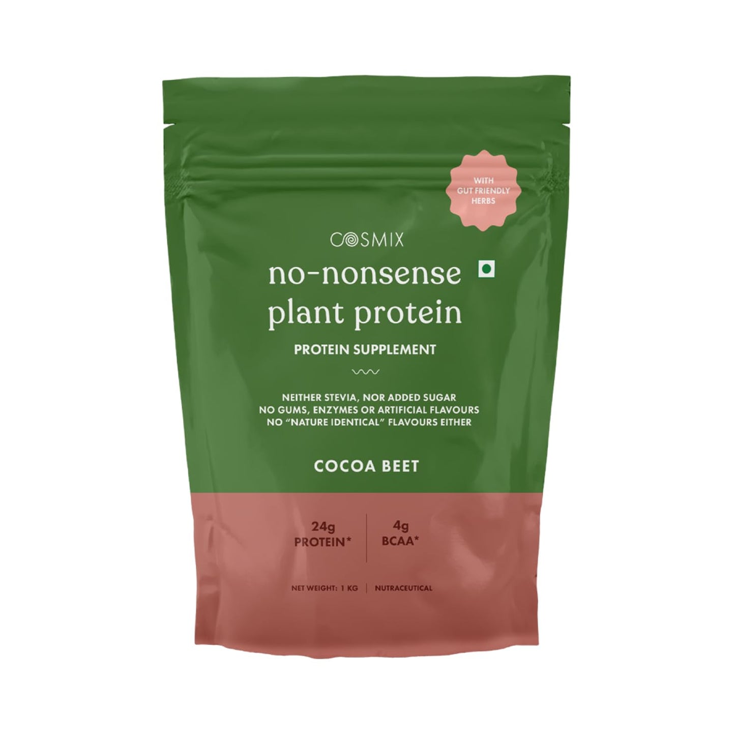 Cosmix No-Nonsense Plant Protein | 24 Protein/Serve, 500g Pouch | Japanese Ceremonial Matcha | Plant Based Protein, Pea & Rice Isolate | Clean, Easy to Digest | All Essential Amino Acids