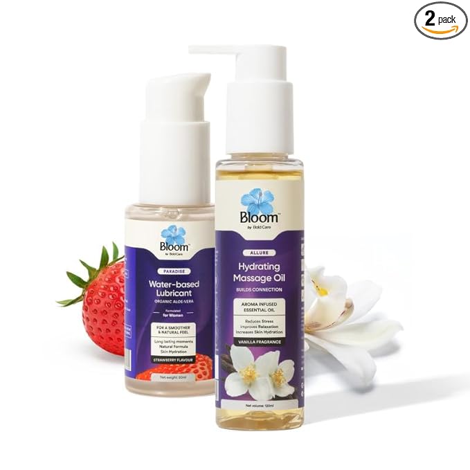 Bloom Relaxing Massage Kit | Massage Oil & Water-Based Lubricant | 2-Bottle Combo