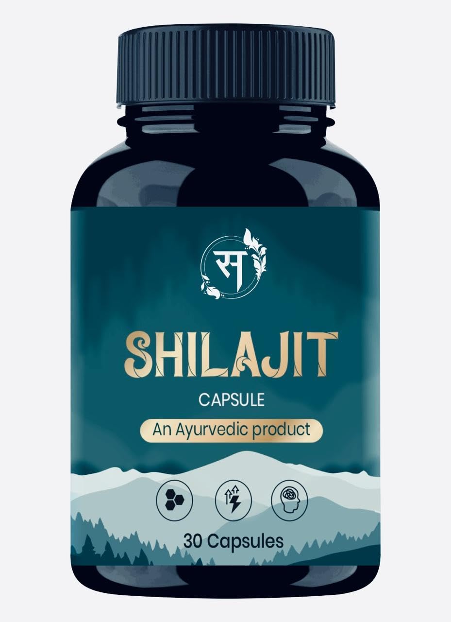 Shilajit Capsules For Men | 30 Capsules | Purified Shilajit 500 Mg, Helps in Boosts Stamina 100% Ayurvedic Supplement For Men (Pack of 1) | Saraswati Bio