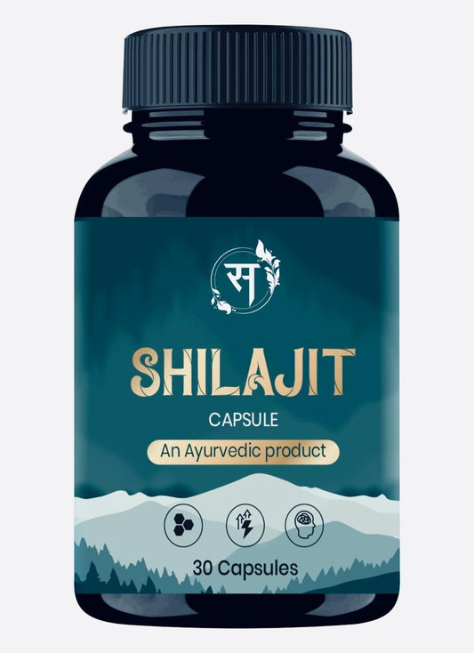 Shilajit Capsules For Men | 30 Capsules | Purified Shilajit 500 Mg, Helps in Boosts Stamina 100% Ayurvedic Supplement For Men (Pack of 1) | Saraswati Bio