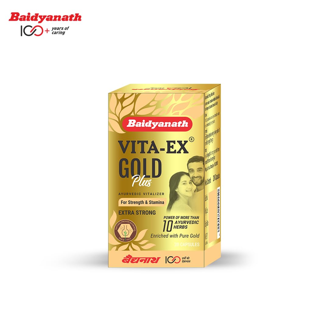 Baidyanath Vita ex Gold Plus -Pack of 20 Capsules | Made with Pure Himalayan Shilajit, Ashwagandha & Safed Musli, 1 count