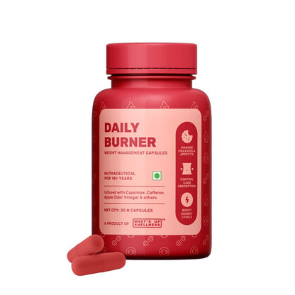 What's Up Wellness Daily Burner Capsules with CarbBliss® & ACV | Weight Loss Supplement For Women & Men | Helps Manage Cravings, Calories & Carbs | 60 Capsules