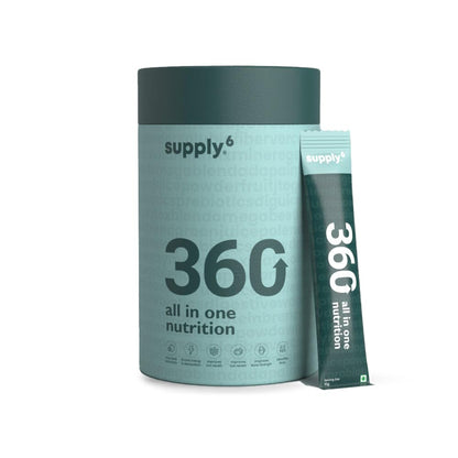 Supply6 360 Ultimate Health Powder for Women & Men | Daily Supplement with 63+Vitamins, Minerals, Probiotics, and Superfoods | Daily Greens | Gut Health supplements, Energy, Immunity (30 Servings)