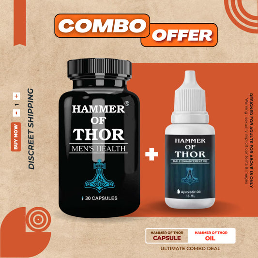Hammer Of Thor Combo Pack of Capsules + Oil For Men (30 Capsules + 1 Oil)