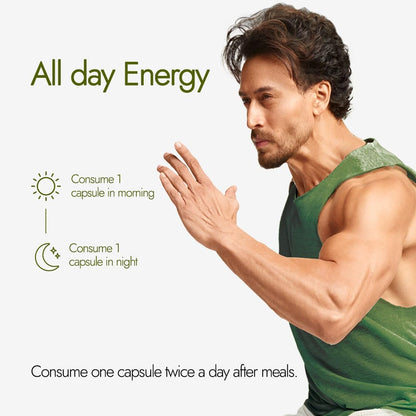 Kapiva Shilajit/Shilajeet Energy 60 Capsules | Made with 100% Pure Shilajit | For All Day Energy & Stamina | With Ashwagandha,Gokshura | Contains 12 Vitamins & 13 Minerals