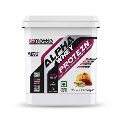 Getmymettle Alpha Whey Protein 1kg Kesar Pista Flavor, 35g Protein Muscle Growth & Rapid Recovery Post-Workout. Budget Friendly, USA Imported Whey