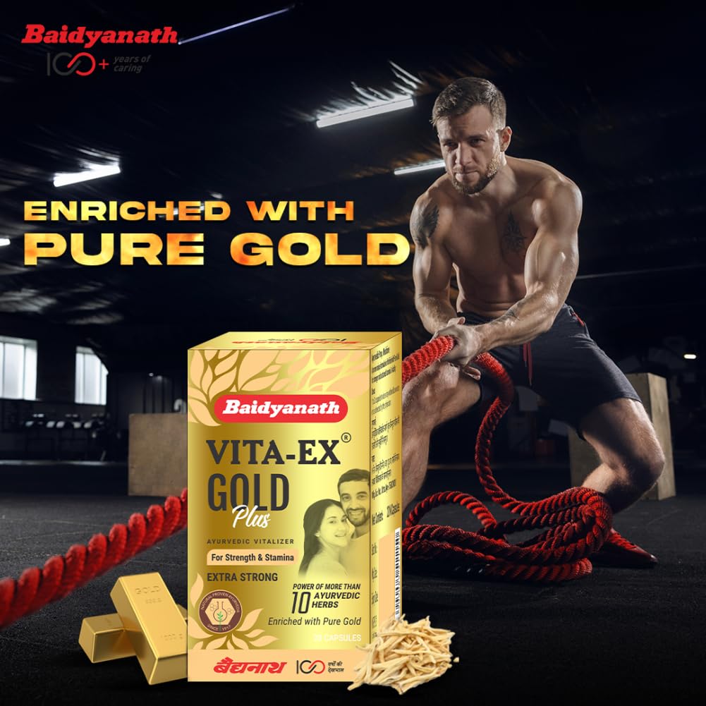 Baidyanath Vita ex Gold Plus -Pack of 20 Capsules | Made with Pure Himalayan Shilajit, Ashwagandha & Safed Musli, 1 count
