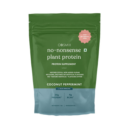 Cosmix No-Nonsense Plant Protein | 24 Protein/Serve, 500g Pouch | Japanese Ceremonial Matcha | Plant Based Protein, Pea & Rice Isolate | Clean, Easy to Digest | All Essential Amino Acids