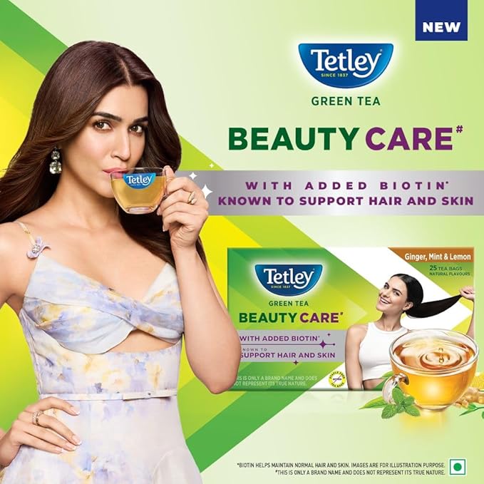 Tetley Beauty Care Tea with Biotin – Skin & Hair Support, 25 Bags