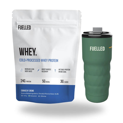 FUELLED Whey Protein Powder Concentrate & Isolate with 24 g Protein, 5 g BCAA (1 kg, 30 Servings) Lab Tested (Mango Ice Cream)