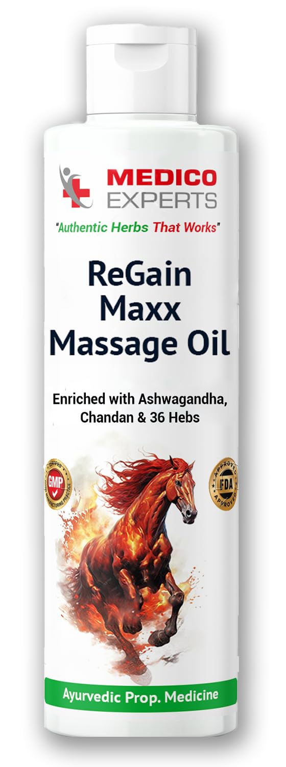 ReGain Maxx Massage Oil for Men - 50ml (3 Bottles) | FDA Approved | 100% Pure & Natural Lift Up Oil Helps to Restores Energy Enriched with Ashwagandha, Chandan, Clove & 35 Herbs
