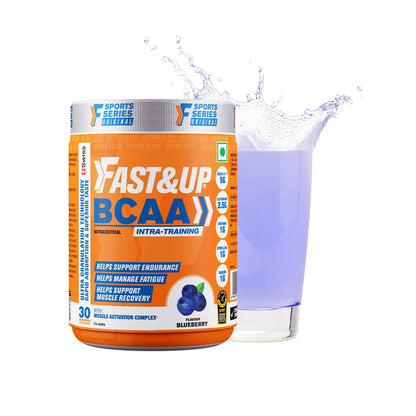 FAST&UP BCAA Cola Flavour Advanced BCAA Supplement with Glutamine, Citrulline, L-Arginine & Taurine - Pre/Post Workout & Intra Workout Supplement Powder for Adults(450gm, 30 Servings)