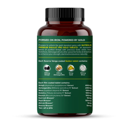Pure Himalayan Ayurvedic Shilajit Tablet with Better Absorption| Shilajit with Ashwagandha & Gokshura | Boosts Strength,Stamina & Energy | Supports Muscle Growth (60 Tablet)