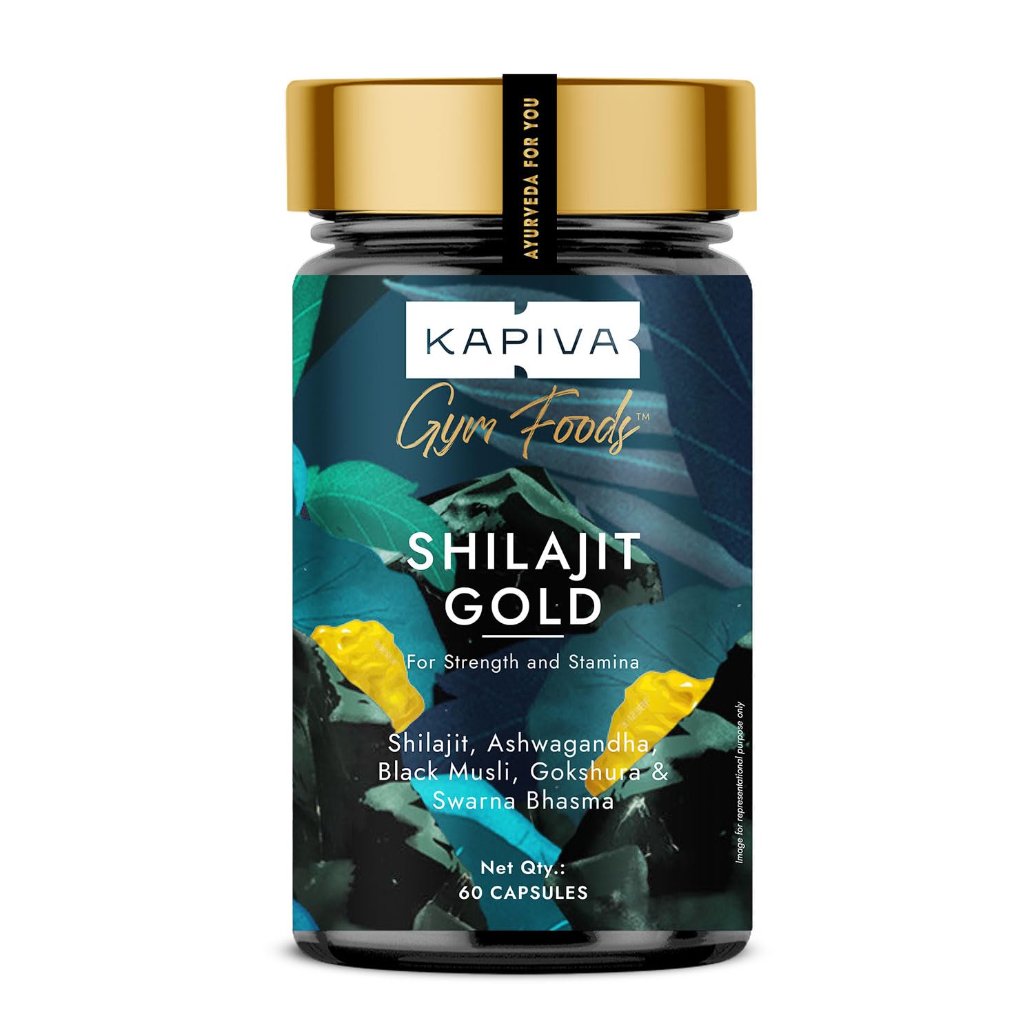 Kapiva Shilajit/Shilajeet Gold 60 Capsules | Contains 24 Carat Gold | For Stamina, Muscle Growth & Energy | Ashwagandha, Gokshura, Safed Musali & Other Action Herbs & 100% Ayurvedic