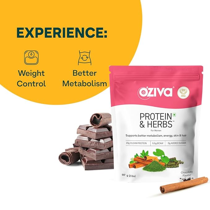 OZiva Protein & Herbs for Women – Chocolate, 2lbs (907g)