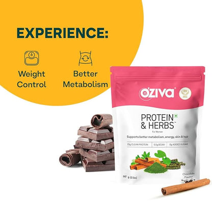 OZiva Protein & Herbs for Women – Chocolate, 2lbs (907g)