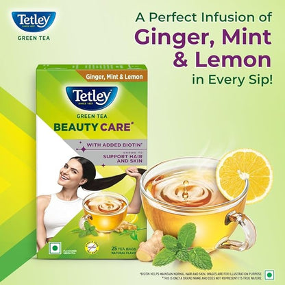 Tetley Beauty Care Tea with Biotin – Skin & Hair Support, 25 Bags