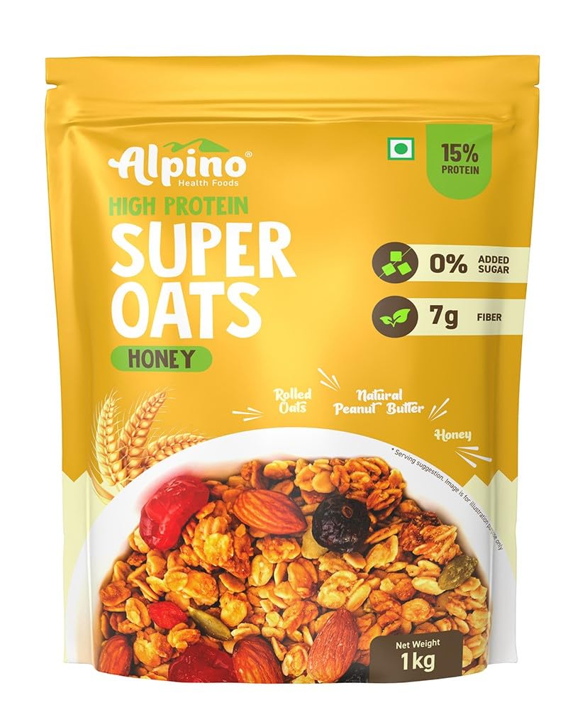 ALPINO 22% High Protein Super Oats Chocolate 2.5kg – Rolled Oats, Natural Peanut Butter, Cocoa Powder, Nuts & Seeds – 22g Protein, Source of Dietary Fibre & Healthy Fats, No Added Sugar & Salt