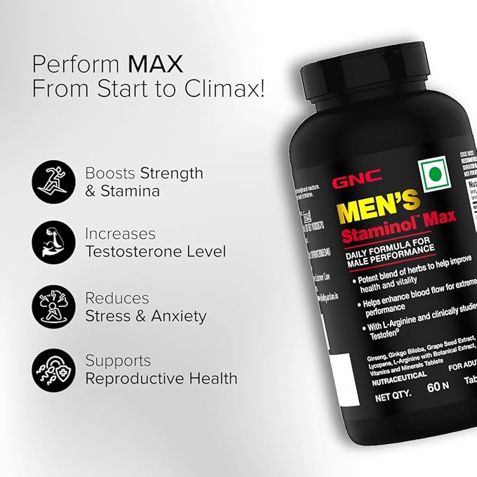 GNC Staminol Max | Men’s Strength, Stamina & Circulation | 60 Veg Tabs
