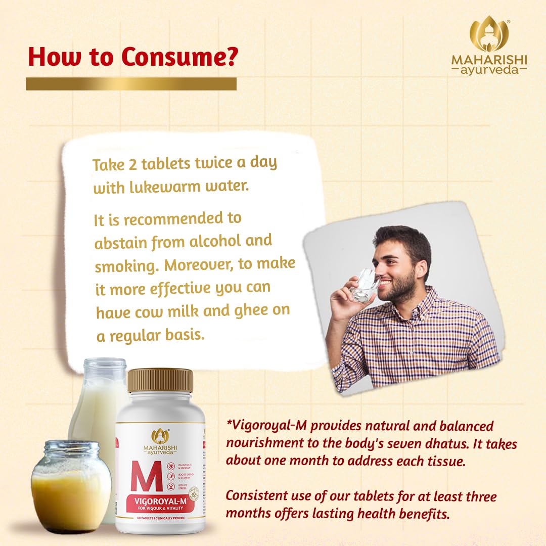 Maharishi Ayurveda Shilajit Tablets | Vigoroyal M- Infused with Original Shilajit | Natural Shilajeet - 60 tablets