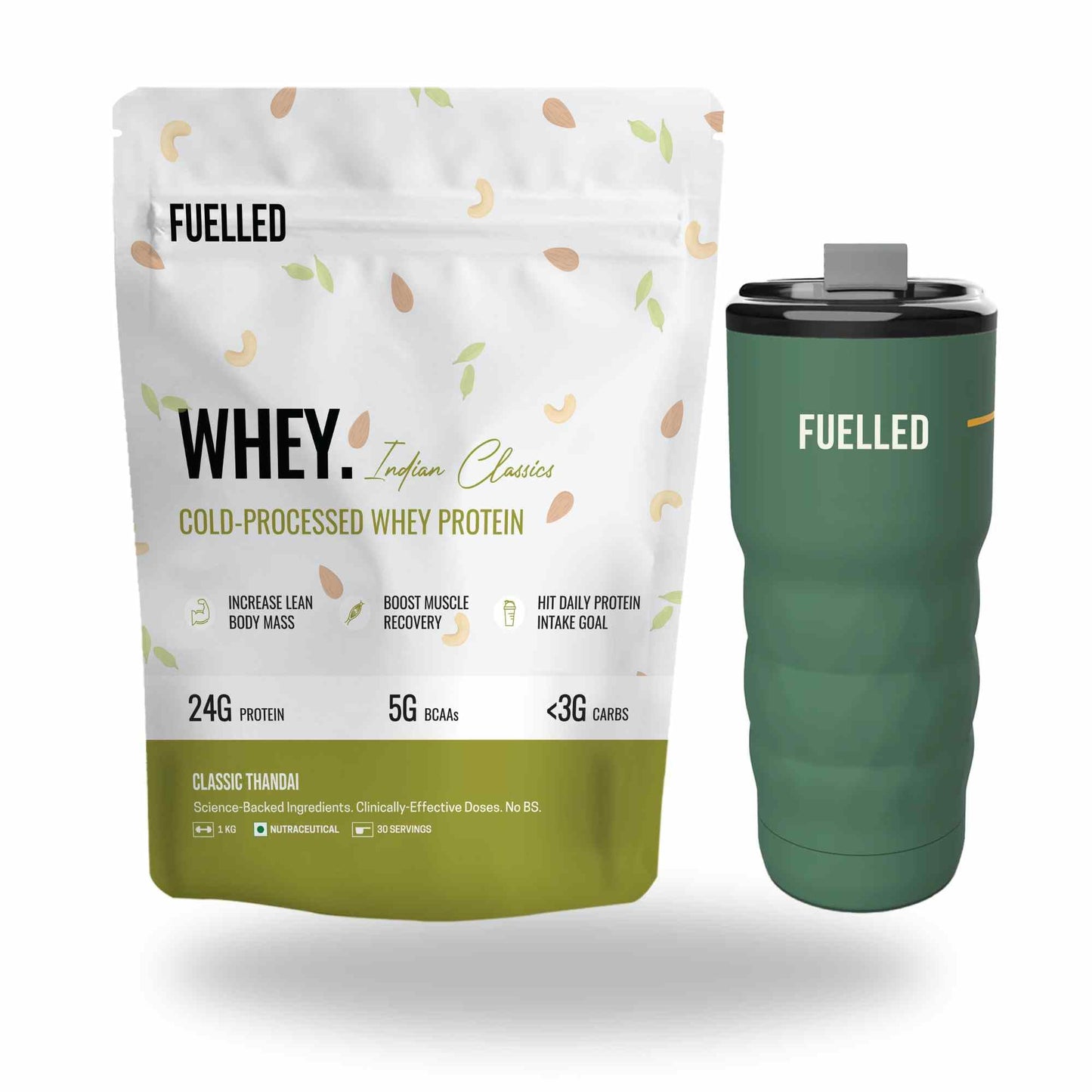FUELLED Whey Protein Powder Concentrate & Isolate with 24 g Protein, 5 g BCAA (1 kg, 30 Servings) Lab Tested (Mango Ice Cream)