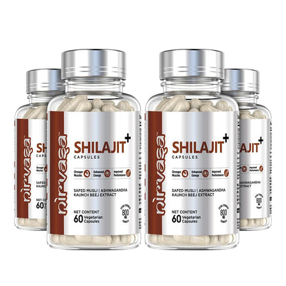 Nirvasa Pure Shilajit/Shilajeet (800mg) 3x60 Capsules | Boost Strength, Stamina, Energy & Immunity | Supports Vitality, Performance & Muscle Growth | Ashwagandha, Safed Musli & Kaunch Beej (Pack of 3)
