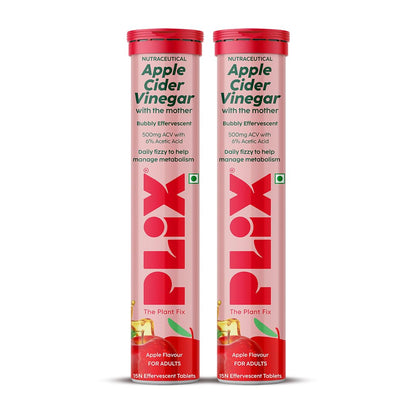 THE PLANT FIX Apple Cider Vinegar Effervescent Tablet with mother | Supports Metabolism & Appetite Control I With 500mg ACV, Vit B6 & B12 I No Maltodextrin, No Added Sugar I Pack of 4 (60 tablets)