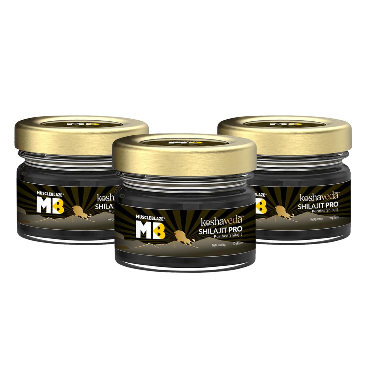 Koshaveda Shilajit Pro Gold by MuscleBlaze (60 Tablets) with Ashwagandha AF-43 600mg (60 Capsules) | for Strength & Recovery