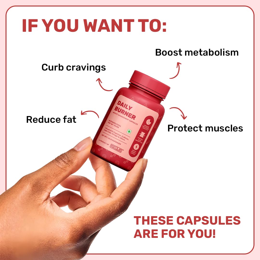 What's Up Wellness Daily Burner Capsules with CarbBliss® & ACV | Weight Loss Supplement For Women & Men | Helps Manage Cravings, Calories & Carbs | 60 Capsules