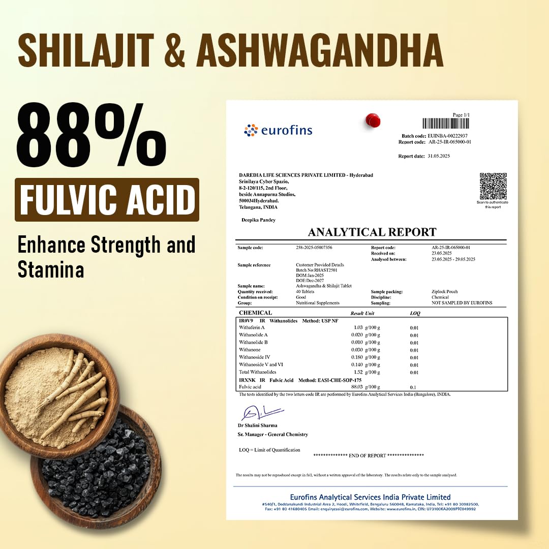 CUREFOREVER Shilajit & Ashwagandha Tablets 1000mg/Serving - Natural Ayurvedic Formula to Support Energy, Muscle Growth & Stamina, Natural Stress Relief Tablets | Himalyan Shilaijt/Shilajeet for Men