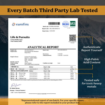 Life & Pursuits Pure Real India Himalayan Shilajit Dry Drops 180 Tablets, 200mg, 85+ Trace Minerals, Minimum 75% Fulvic Acid, Gold Grade Dietary Supplement for Men, With 3rd Party Lab Test Report