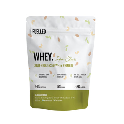 FUELLED Whey Protein Powder Concentrate & Isolate with 24 g Protein, 5 g BCAA (1 kg, 30 Servings) Lab Tested (Mango Ice Cream)