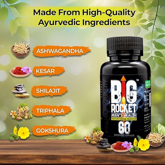 BigRocket Lift-Up Shilajit for Men | Ayurvedic Blend | 60 Capsules
