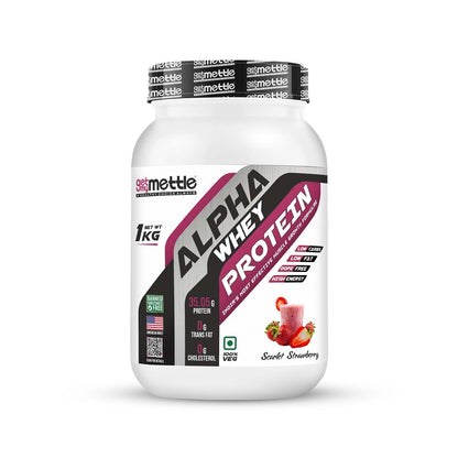 Getmymettle Alpha Whey Protein 1kg Kesar Pista Flavor, 35g Protein Muscle Growth & Rapid Recovery Post-Workout. Budget Friendly, USA Imported Whey