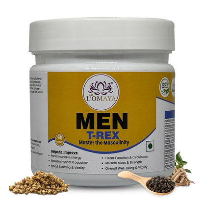 L'Omaya T-REX for Men | 60 Tablets | Enhances Energy, Performance, Stamina | Supports Testosterone, Muscle Strength & Health| Natural Health Support