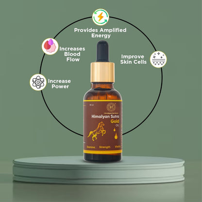 Sutra Gold Premium Massage Oil 30ml & Stamina Gel 15g Combo | Natural Strength & Energy Booster for Men | Safe & Herbal Massage Oil with Gel Pack | No Side Effects