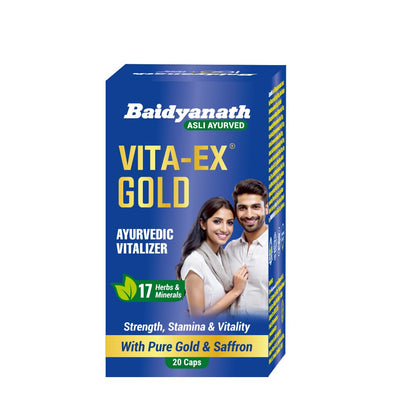 Baidyanath Vita ex Gold Plus -Pack of 20 Capsules | Made with Pure Himalayan Shilajit, Ashwagandha & Safed Musli, 1 count