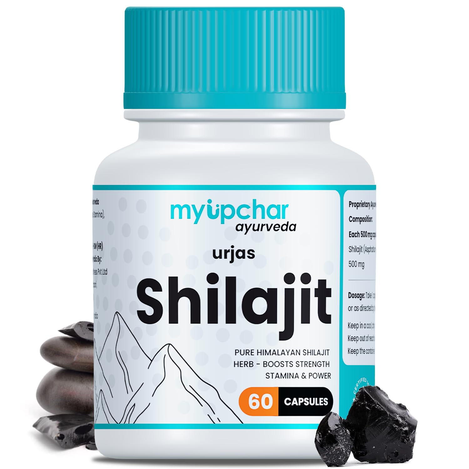 Urjas Pure Himalayan Shilajit Original Capsules | Improve Muscle Strength, Stamina & Power | Natural & Organic Shilajeet| Experience results in 4 weeks | 60 Capsules (Pack of 1)