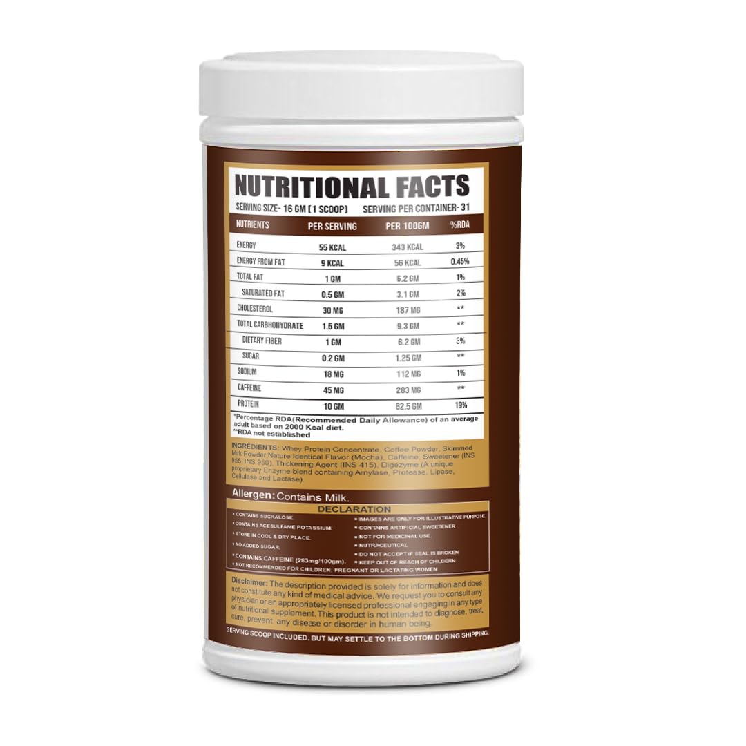 Ripped Up Nutrition Protein Coffee | Neat 10g Protein Per Scoop | Versatile Usage - A Pre-Workout or Anytime Meal Replacement Shake| (Mocha, 1kg (500gmx2))